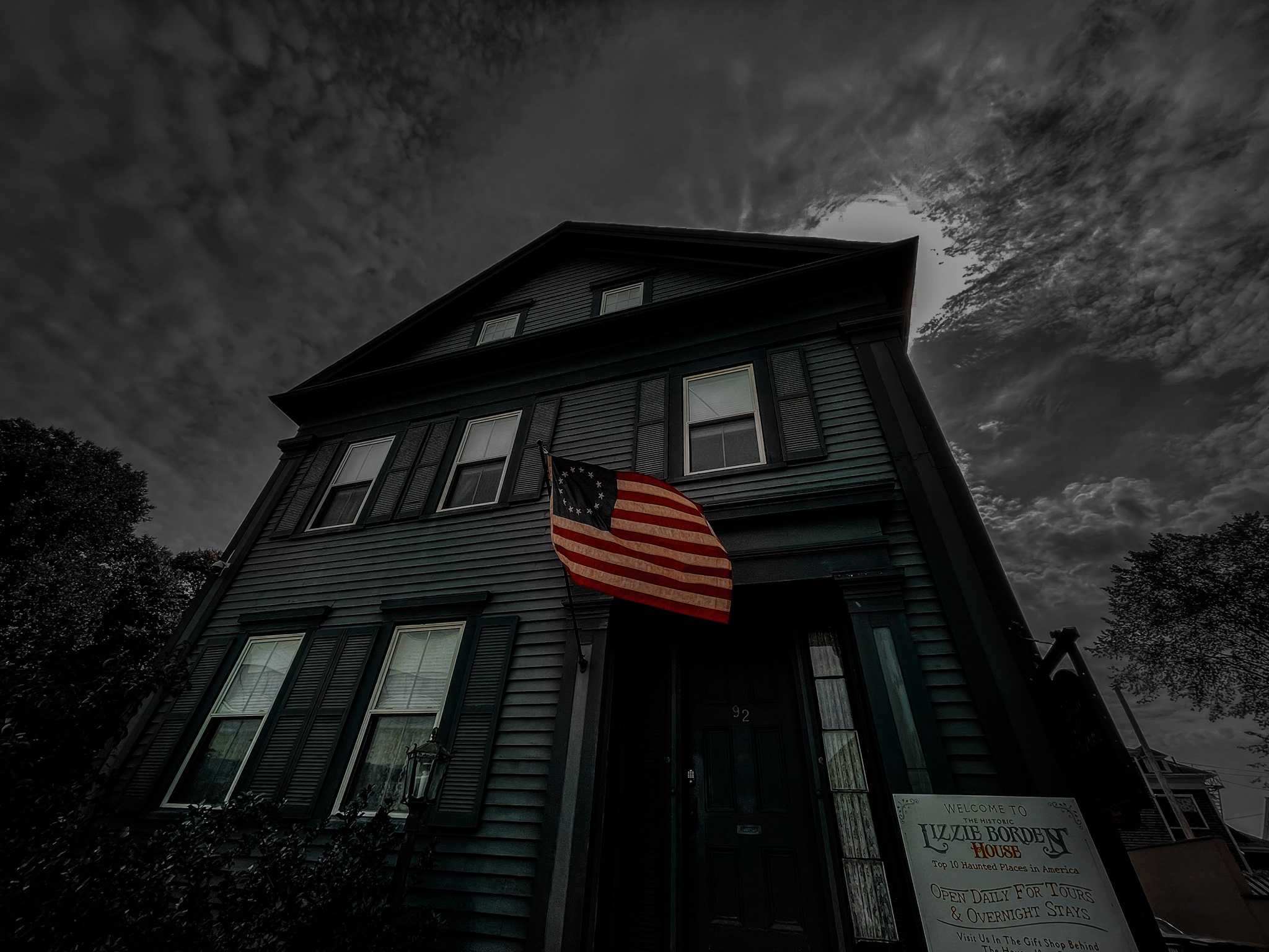 The Historic Lizzie Borden House - moon overhead